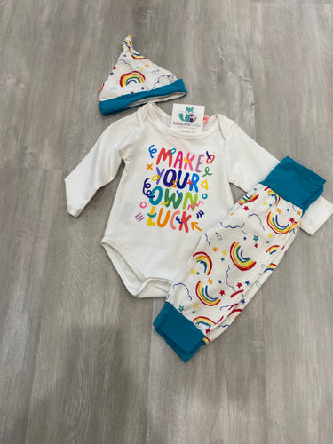 Make Your Own Luck Rainbow Baby set