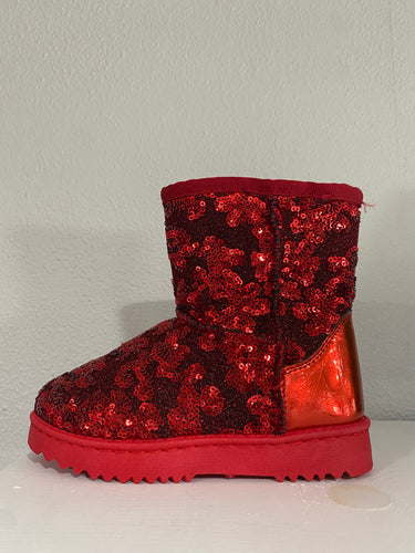 Girls Red Sequin Boots