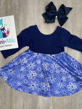 Girls Floral Navy Dress