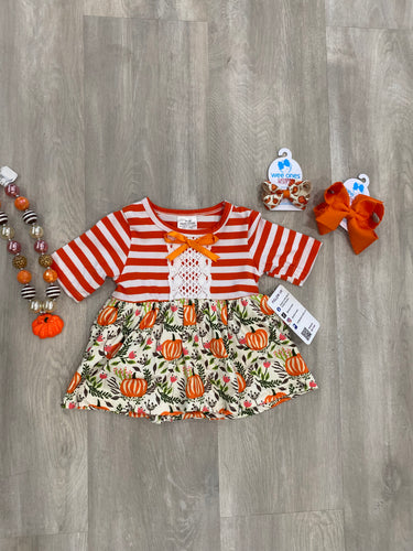 Baby Girl Pumpkin Skirted Romper