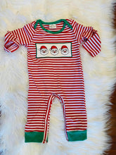 Boys Embroidered Candy Striped Santa Romper