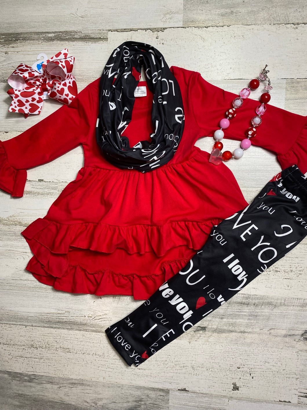 Girls Scarf Hi Low Valentine Set