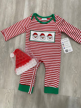 Boys Embroidered Candy Striped Santa Romper