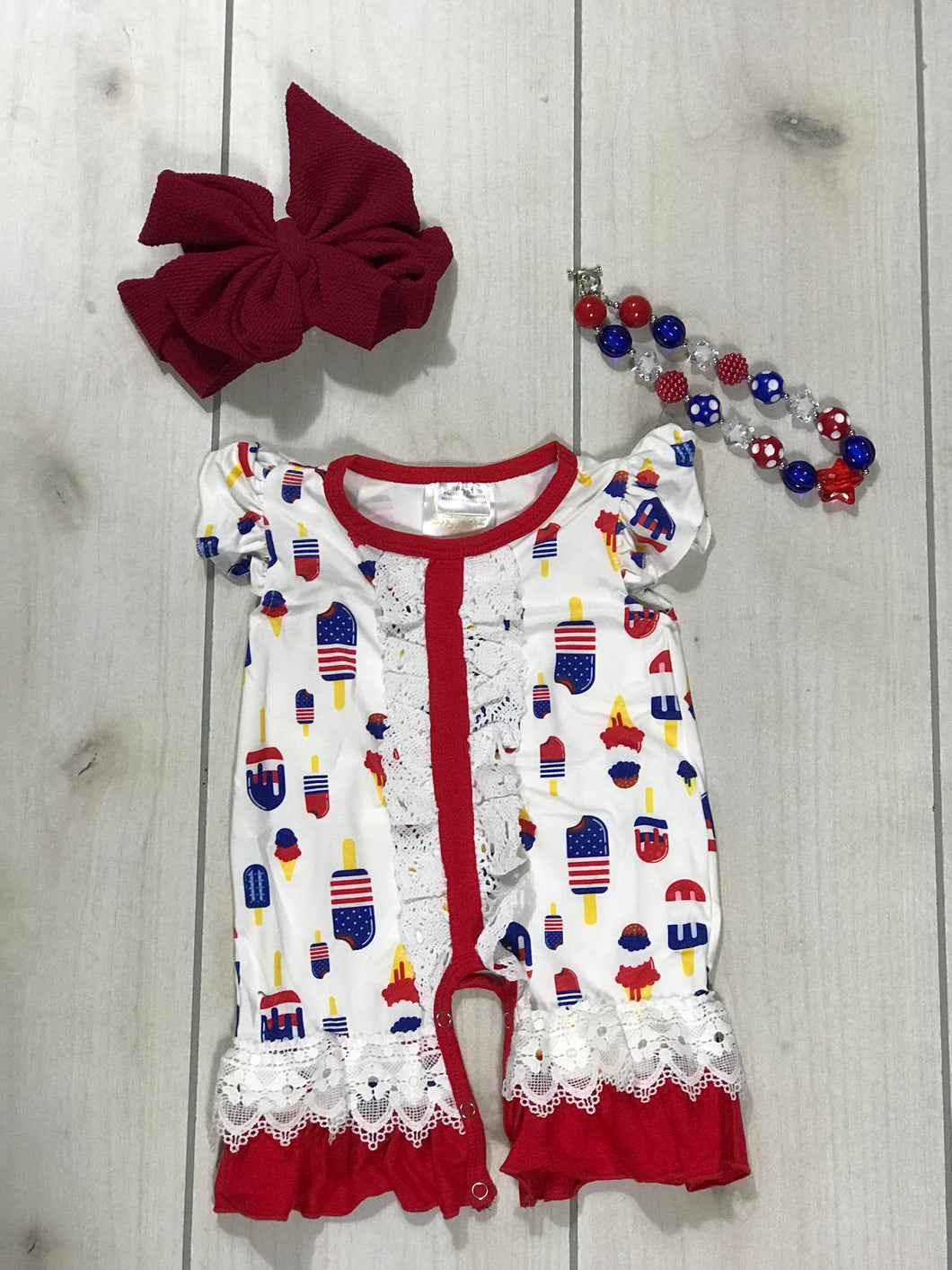 Red White and Blue Popsicle Romper