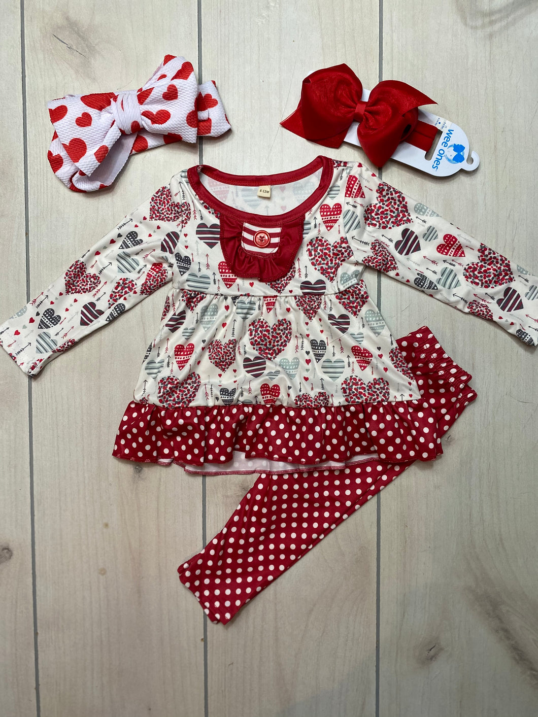 Girls Red Heart Legging Valentine Set