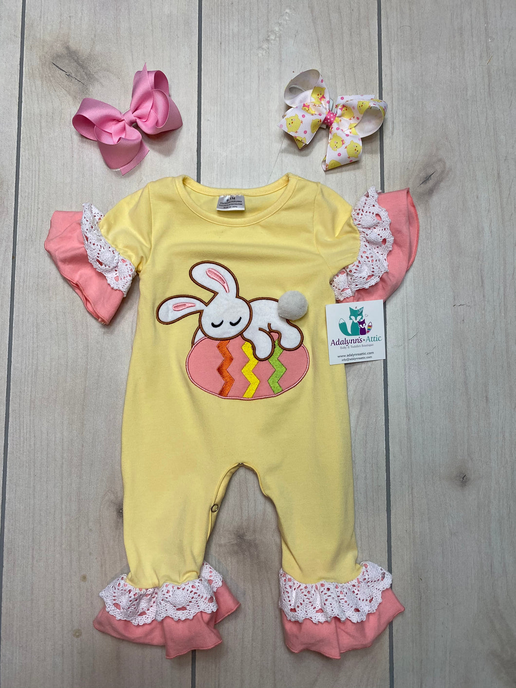 Girls Easter Egg and Bunny Ruffle Romper