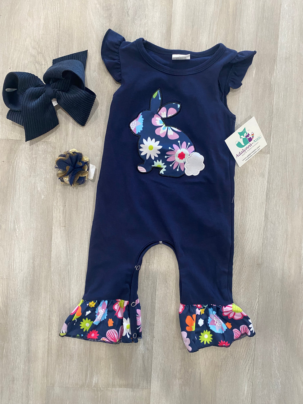 Navy floral Easter Romper