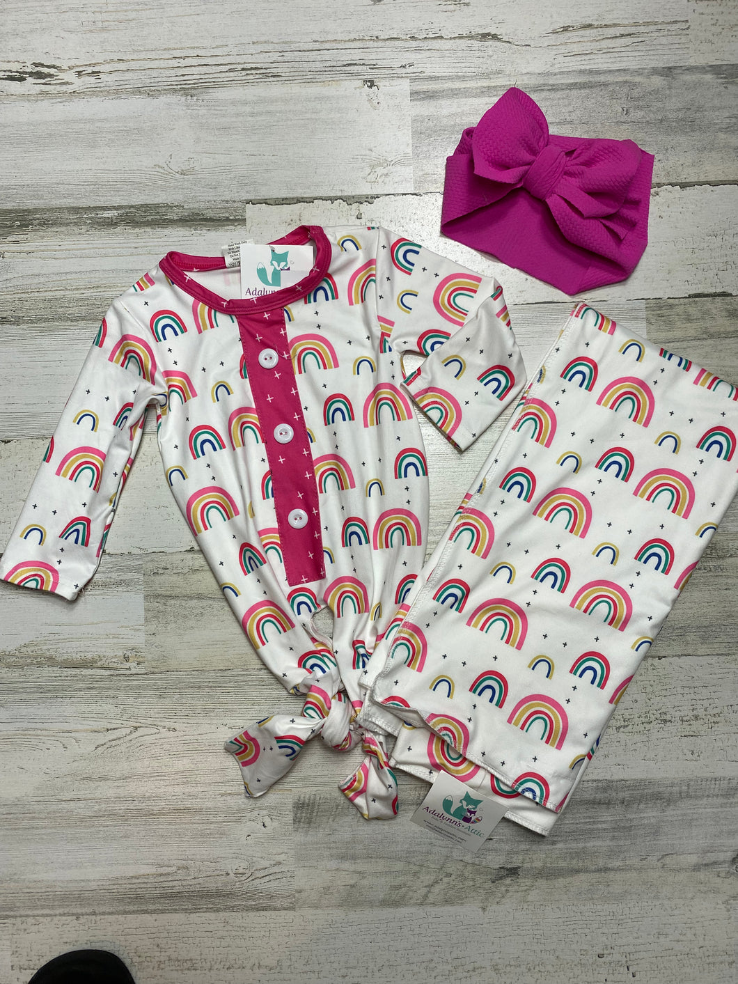 Infant Rainbow Gown and Blanket Combo