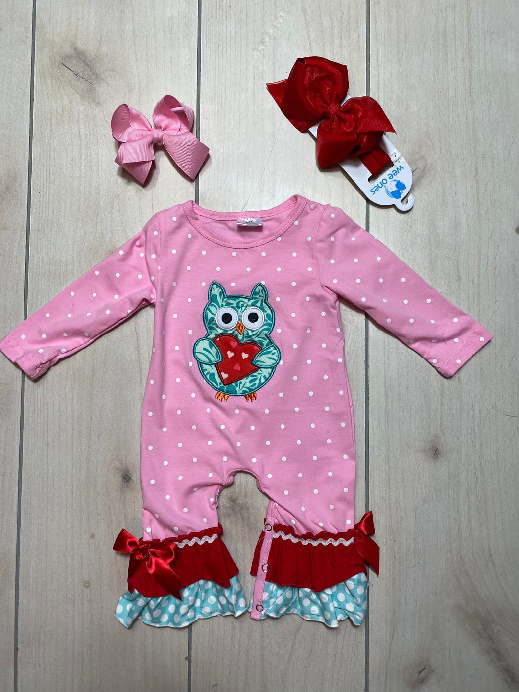 Girls Embroidered Appliqué Owl Romper