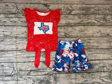 Girls Texas Tie Front Red White and Blue Set